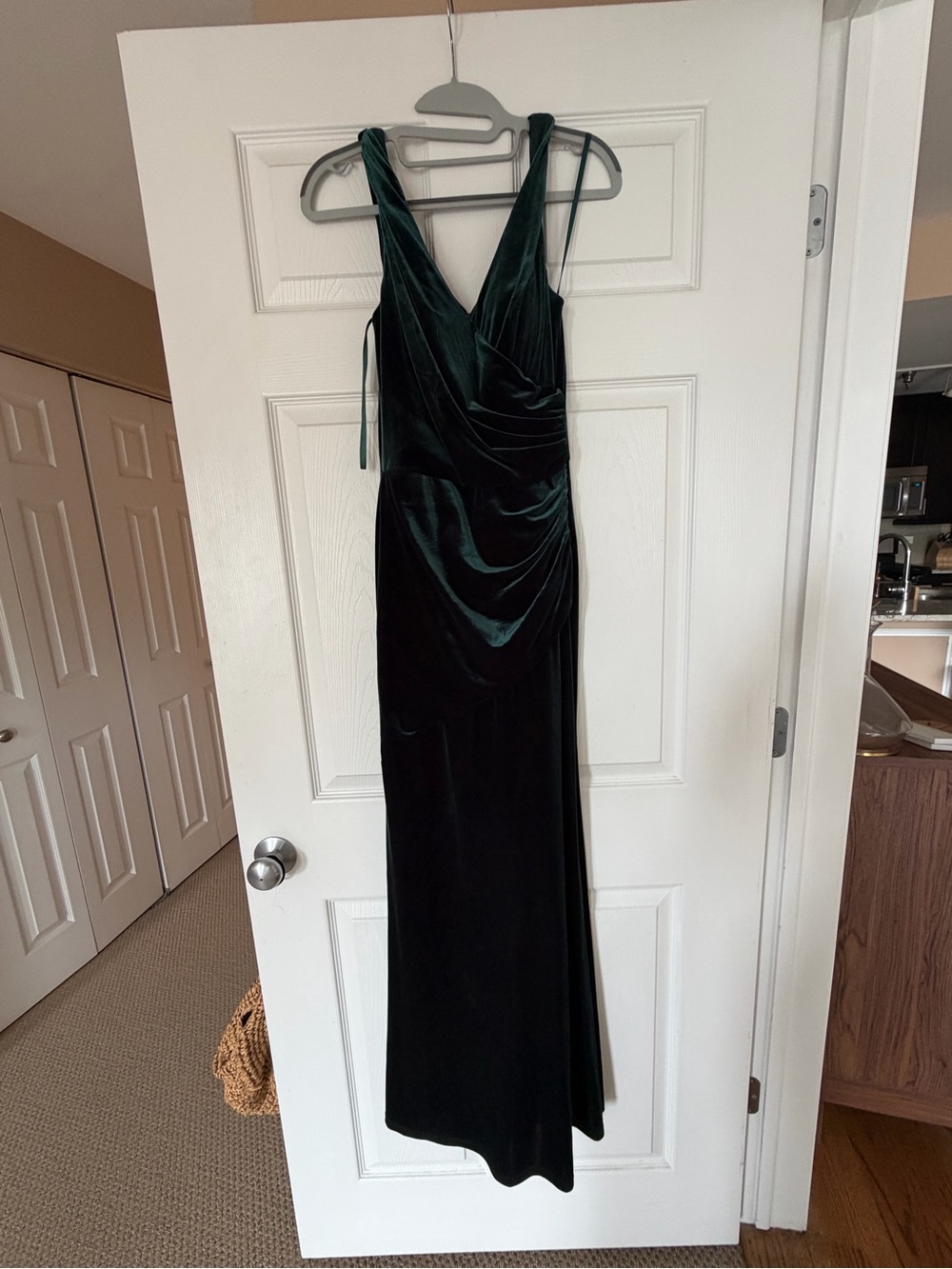Revelry Deep Green Velvet V-Neck Maxi Dress